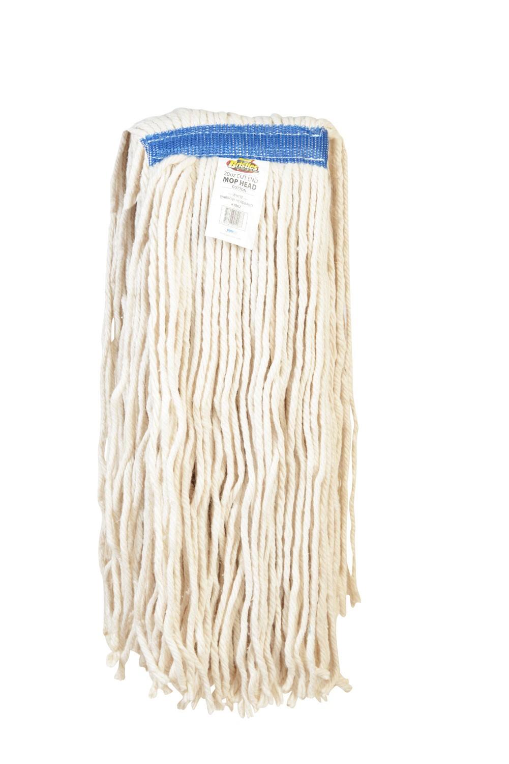 Mop Head 20 OZ White Cotton 4PLY Cut End 1IN Narrow Headband 12/Case