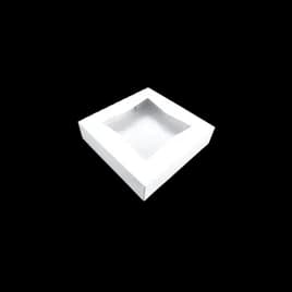 Bakery Box 10X10X2.5 IN SBS Paperboard White Square 1-Piece Automatic With Window 200/Case