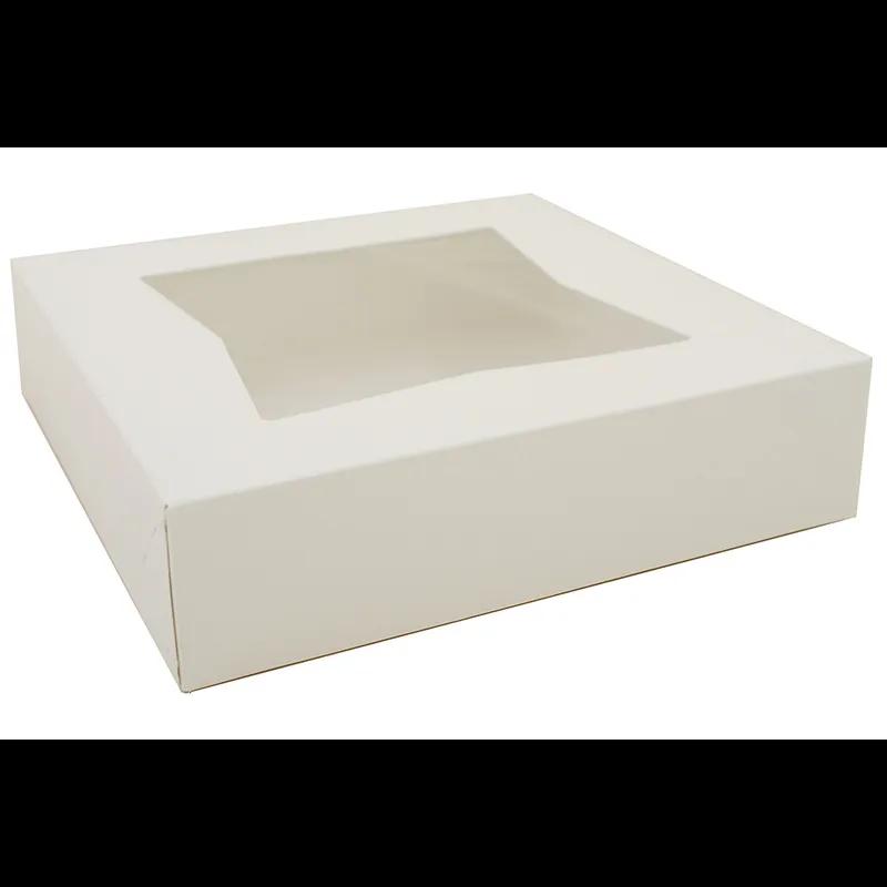 Bakery Box 10X10X2.5 IN SBS Paperboard White Square 1-Piece Automatic With Window 200/Case
