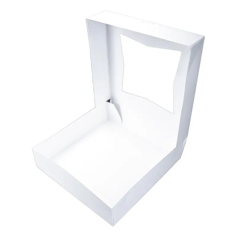 Bakery Box 10X10X2.5 IN SBS Paperboard White Square 1-Piece Automatic With Window 200/Case