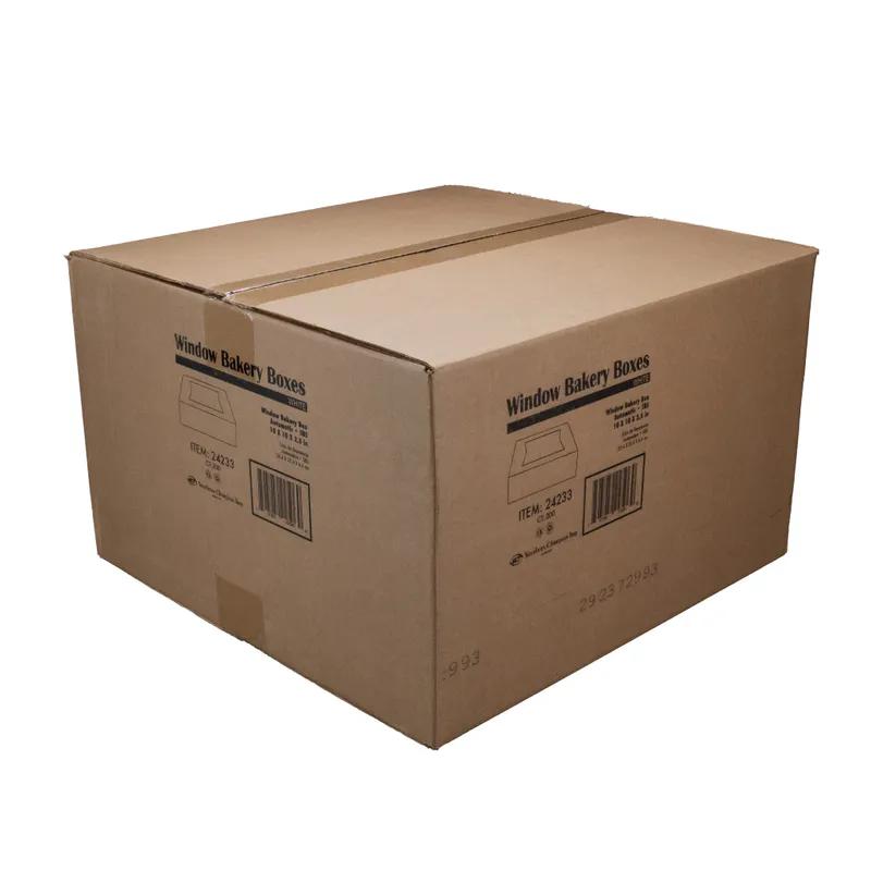 Bakery Box 10X10X2.5 IN SBS Paperboard White Square 1-Piece Automatic With Window 200/Case