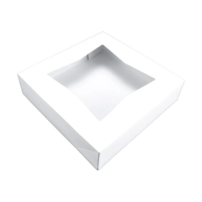 Bakery Box 10X10X2.5 IN SBS Paperboard White Square 1-Piece Automatic With Window 200/Case