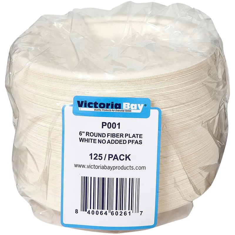 Victoria Bay Plate 6 IN Pulp Fiber White Round 1000/Case