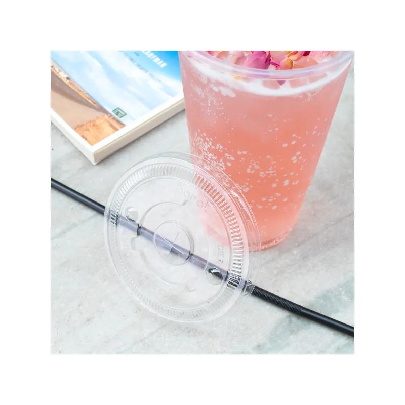 Karat® Lid Flat 4.11 IN PET Translucent For 32 OZ Cold Cup With Hole Identification 600/Case