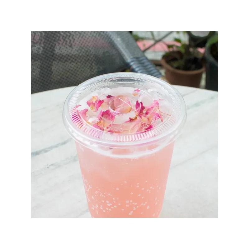 Karat® Lid Flat 4.11 IN PET Translucent For 32 OZ Cold Cup With Hole Identification 600/Case