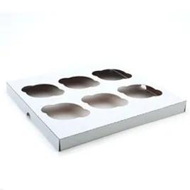 Cupcake Container Insert 10X10X1 IN 6 Compartment Clay-Coated Kraft Board White Kraft Square 200/Case