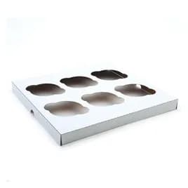 Cupcake Container Insert 10X10X1 IN 6 Compartment Clay-Coated Kraft Board White Kraft Square 200/Case
