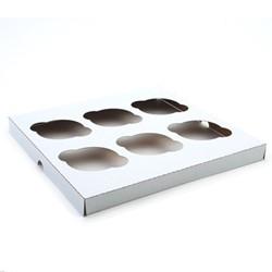 Cupcake Container Insert 10X10X1 IN 6 Compartment Clay-Coated Kraft Board White Kraft Square 200/Case