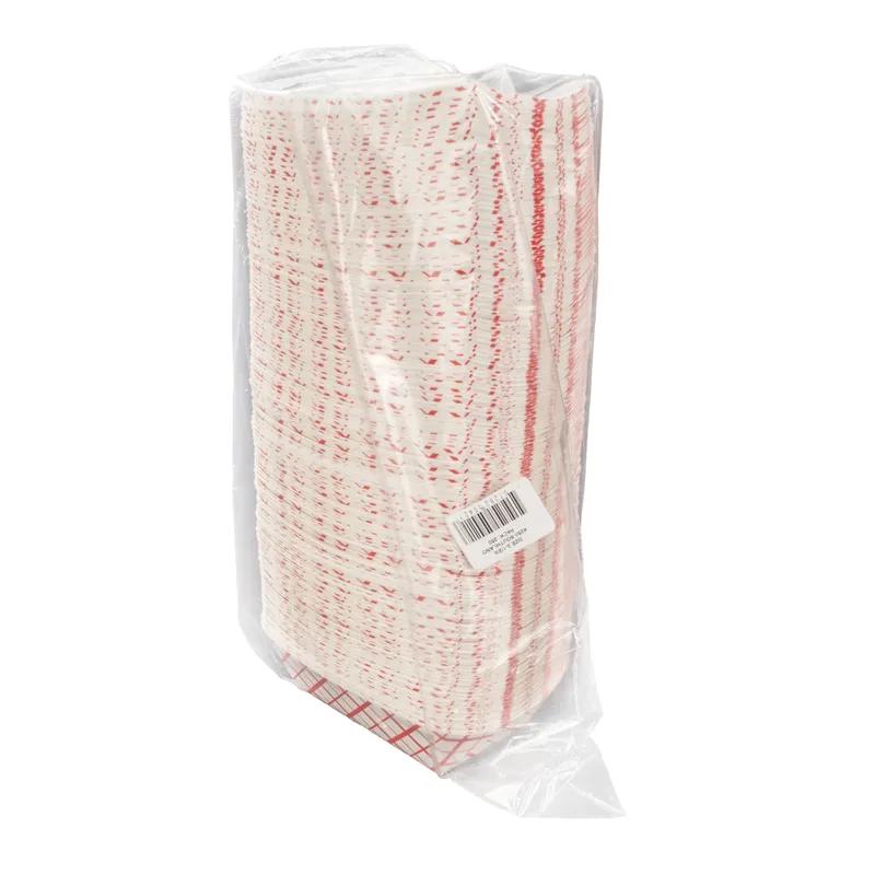 Food Tray 2.5 LB SBS Paperboard White Red Rectangle 500/Case