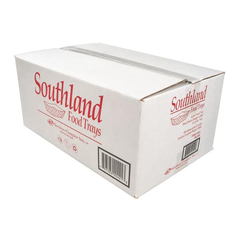Food Tray 2.5 LB SBS Paperboard White Red Rectangle 500/Case