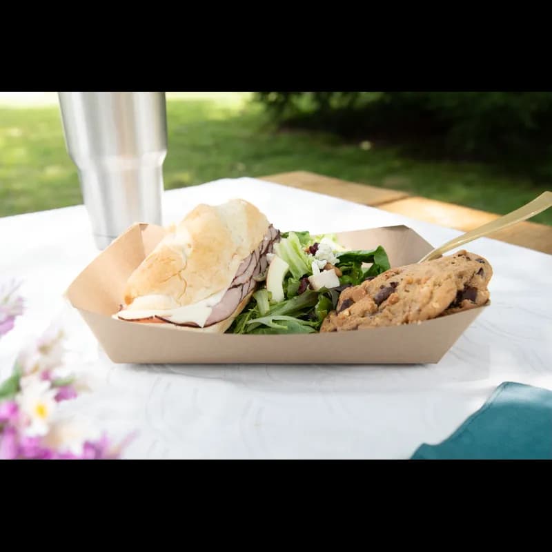 Food Tray 8X5X2 IN Kraft Paperboard Kraft Rectangle 500/Case