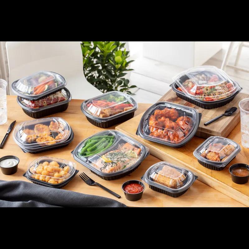 Lid Dome Large (LG) 9.375X8X1.25 IN 2 Compartment OPS Clear Oval For Tray Unhinged Anti-Fog Leak Resistant 250/Case