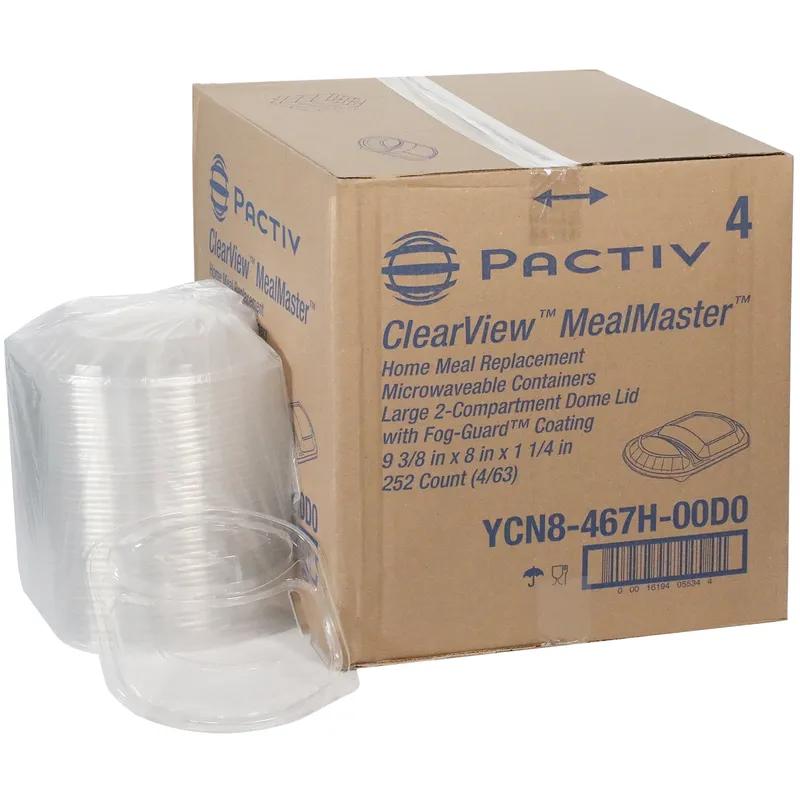 Lid Dome Large (LG) 9.375X8X1.25 IN 2 Compartment OPS Clear Oval For Tray Unhinged Anti-Fog Leak Resistant 250/Case