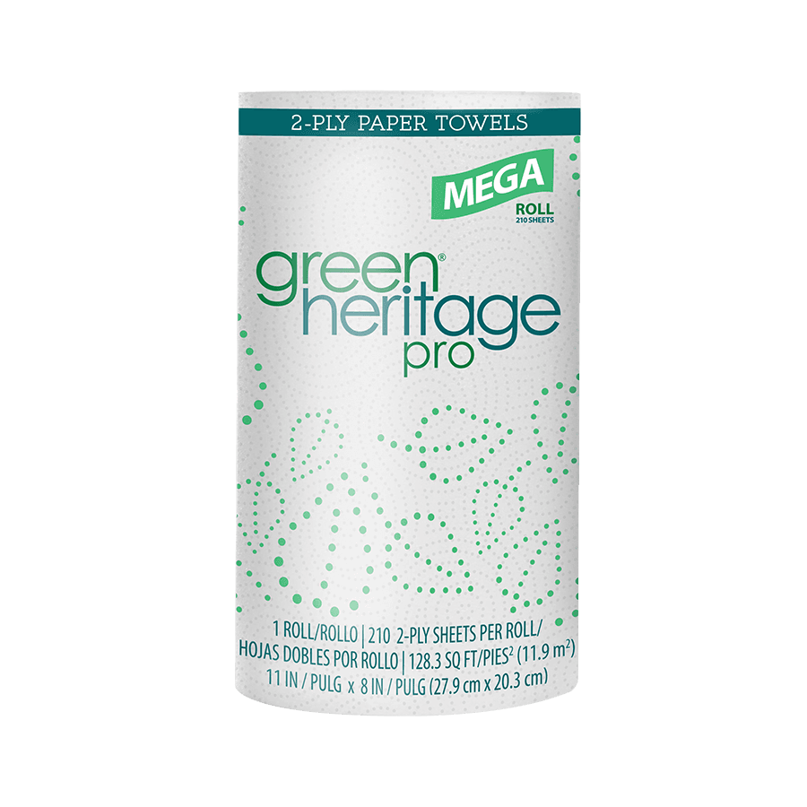 Green Heritage Pro Household & Kitchen Roll Paper Towel 2PLY 210 Sheets/Roll 12 Rolls/Case 2520 Sheets/Case