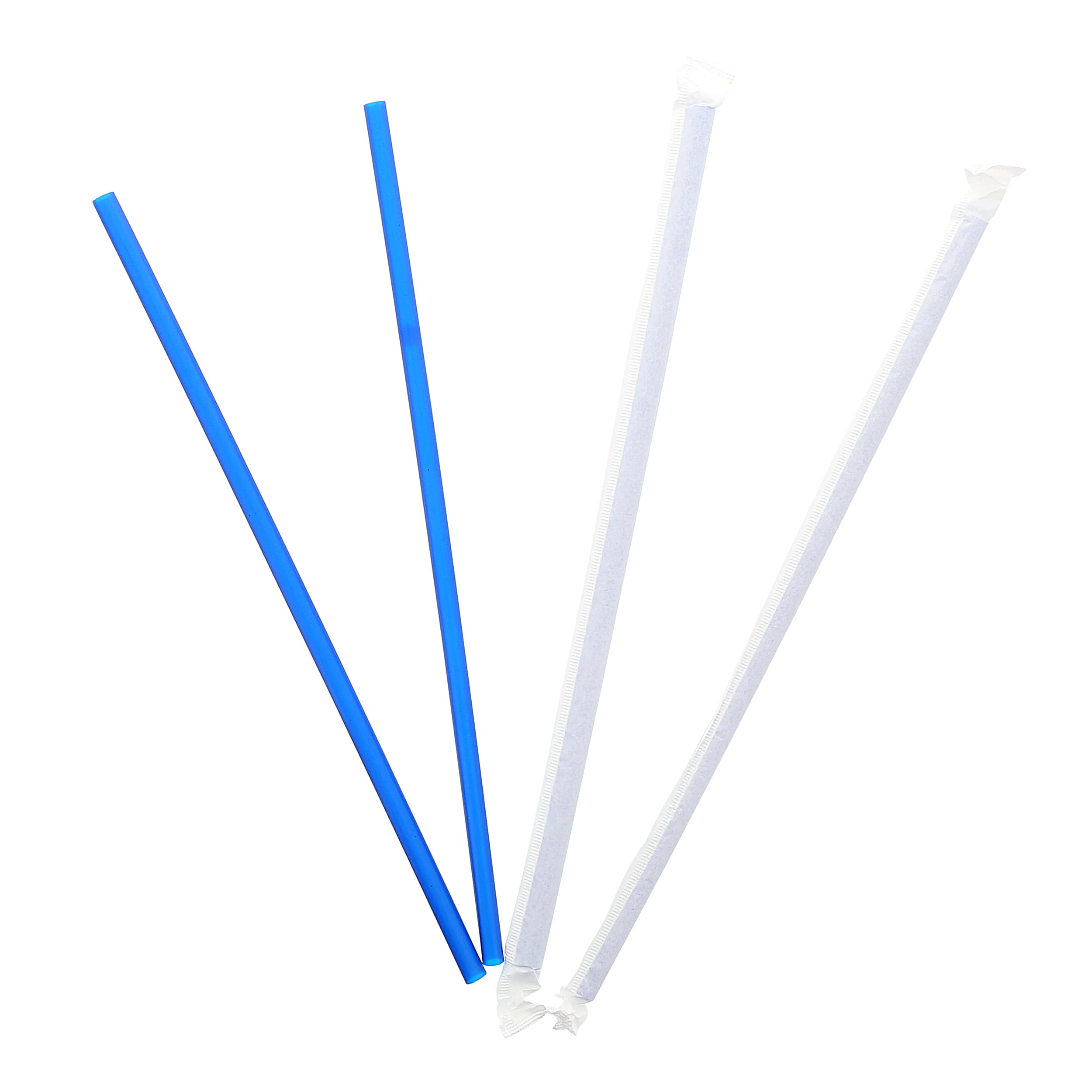 Giant Straw 10.25 IN PP Blue Wrapped 300 Count/Pack 4 Packs/Case 1200 Count/Case