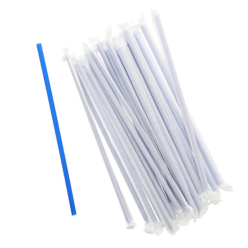 Giant Straw 10.25 IN PP Blue Wrapped 300 Count/Pack 4 Packs/Case 1200 Count/Case
