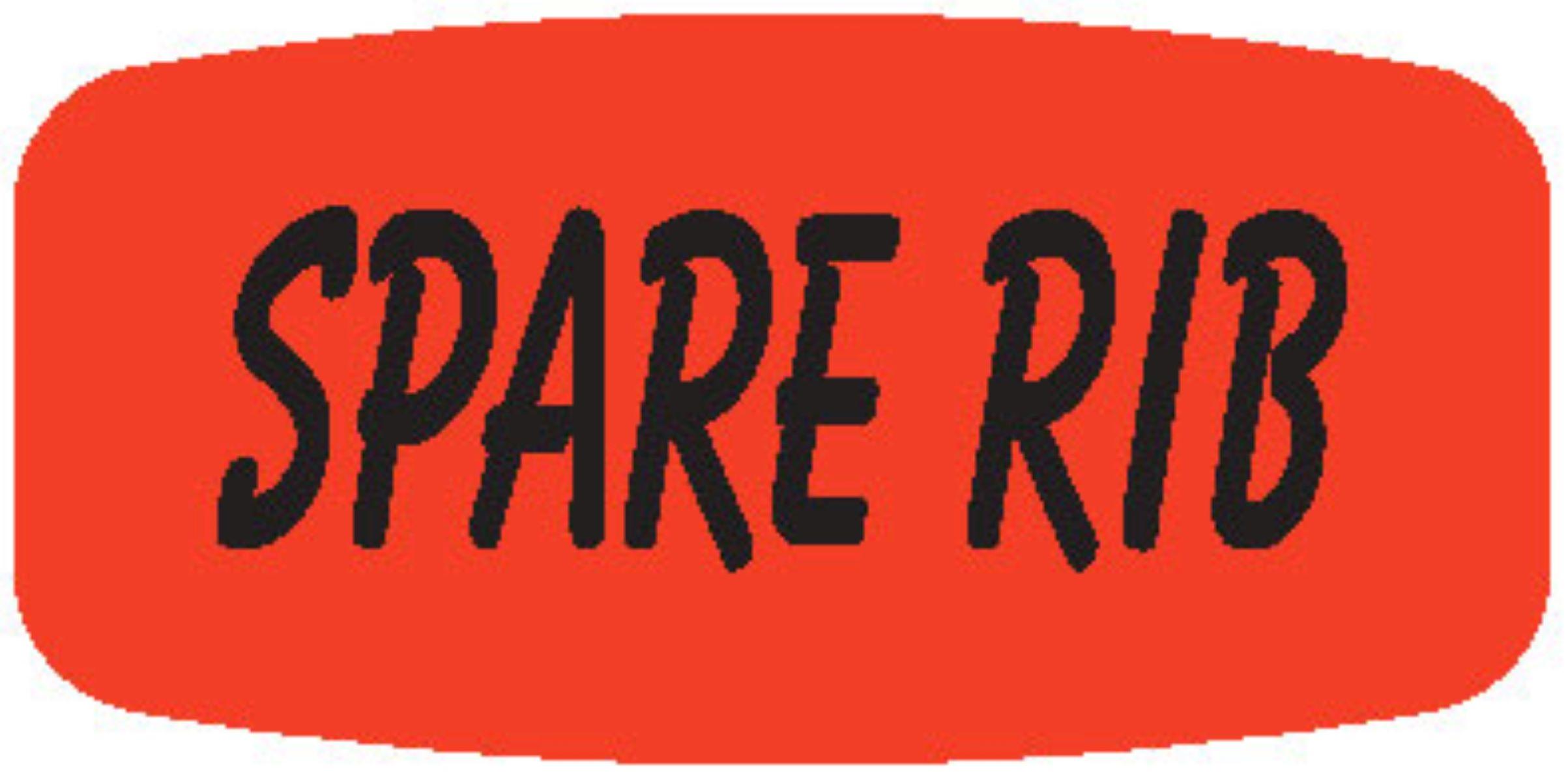 Spare Rib Label 0.625X1.25 IN Black Fluorescent Red Short Oval 1000 Count/Roll 50 Rolls/Case 50000 Count/Case