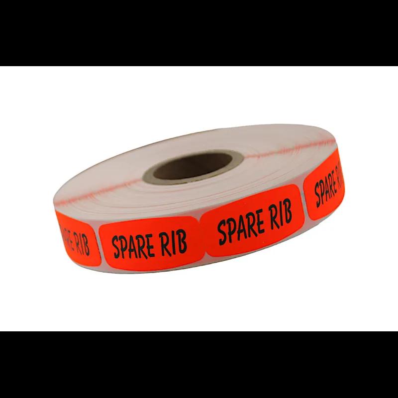 Spare Rib Label 0.625X1.25 IN Black Fluorescent Red Short Oval 1000 Count/Roll 50 Rolls/Case 50000 Count/Case