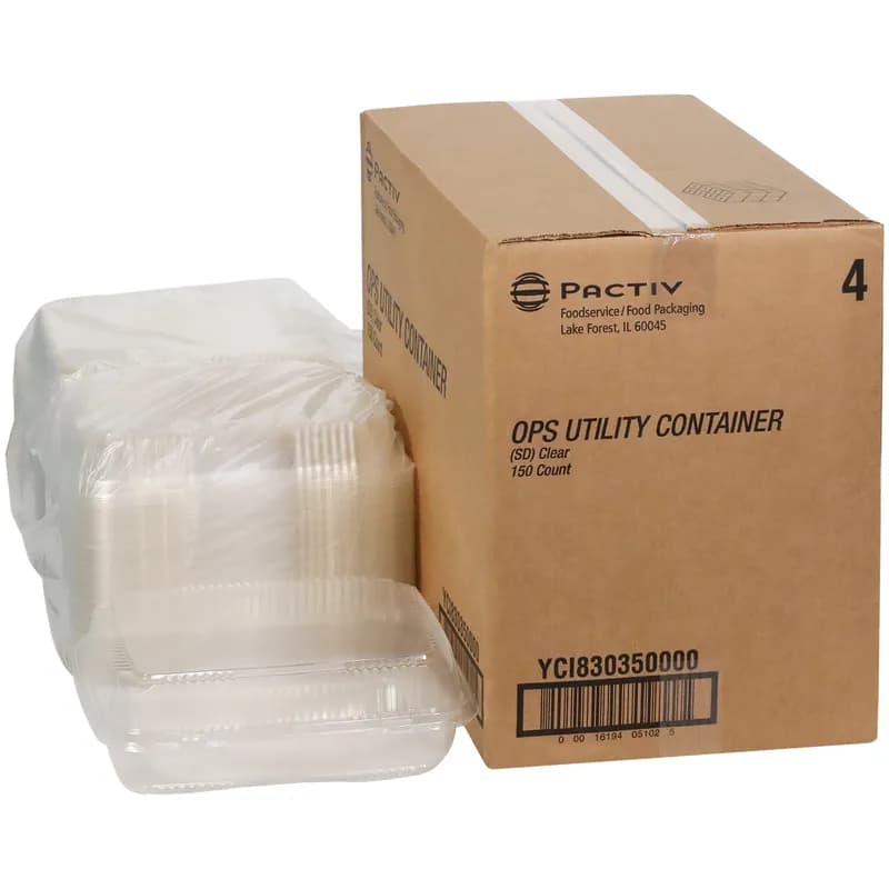 Take-Out Container Hinged With Dome Lid 10.75X9.25X3.5 IN OPS Clear Rectangle 150/Case