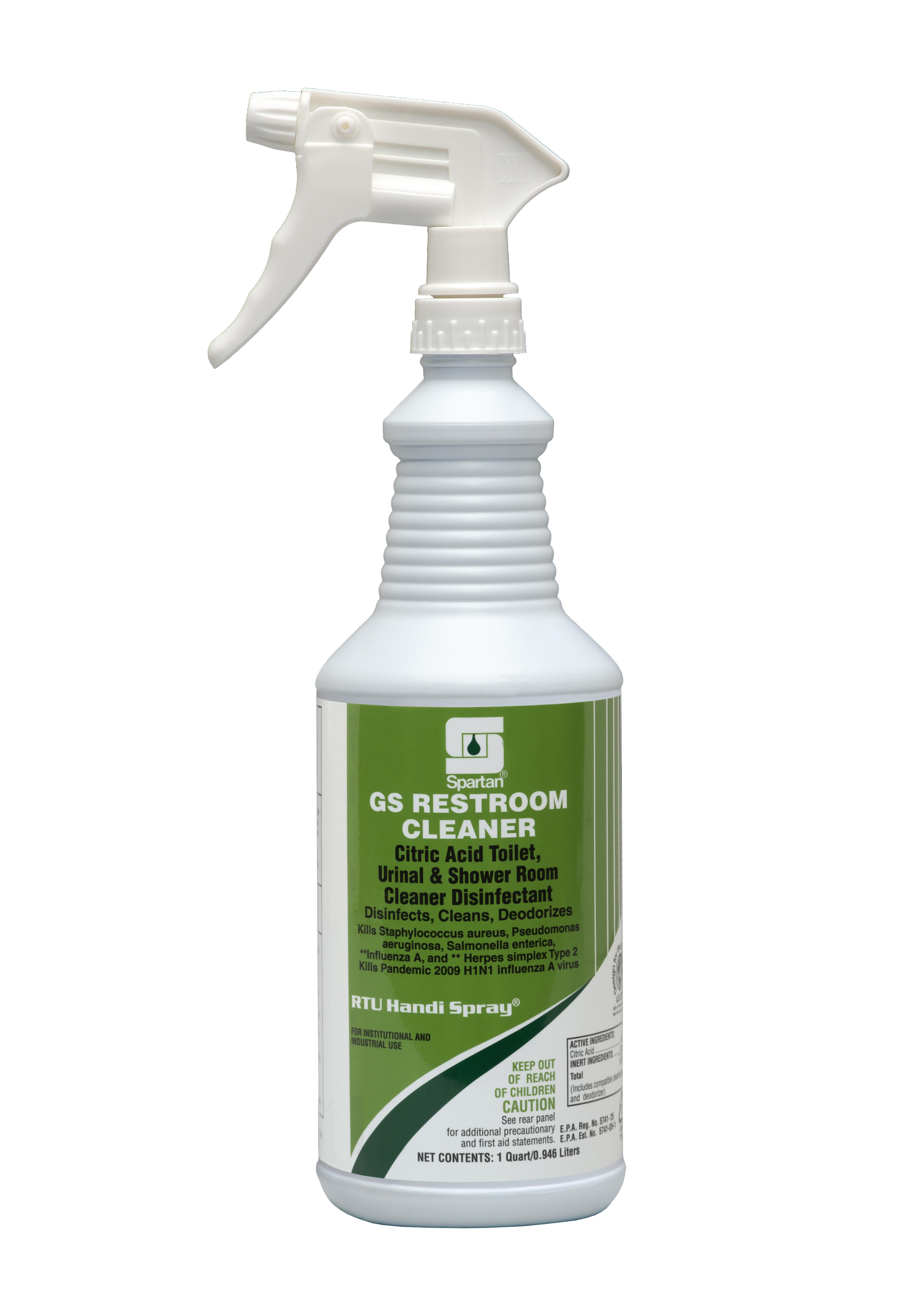 Green Solutions® Unscented Restroom Cleaner 1 QT Multi Surface Acidic RTU Citric Acid 12/Case