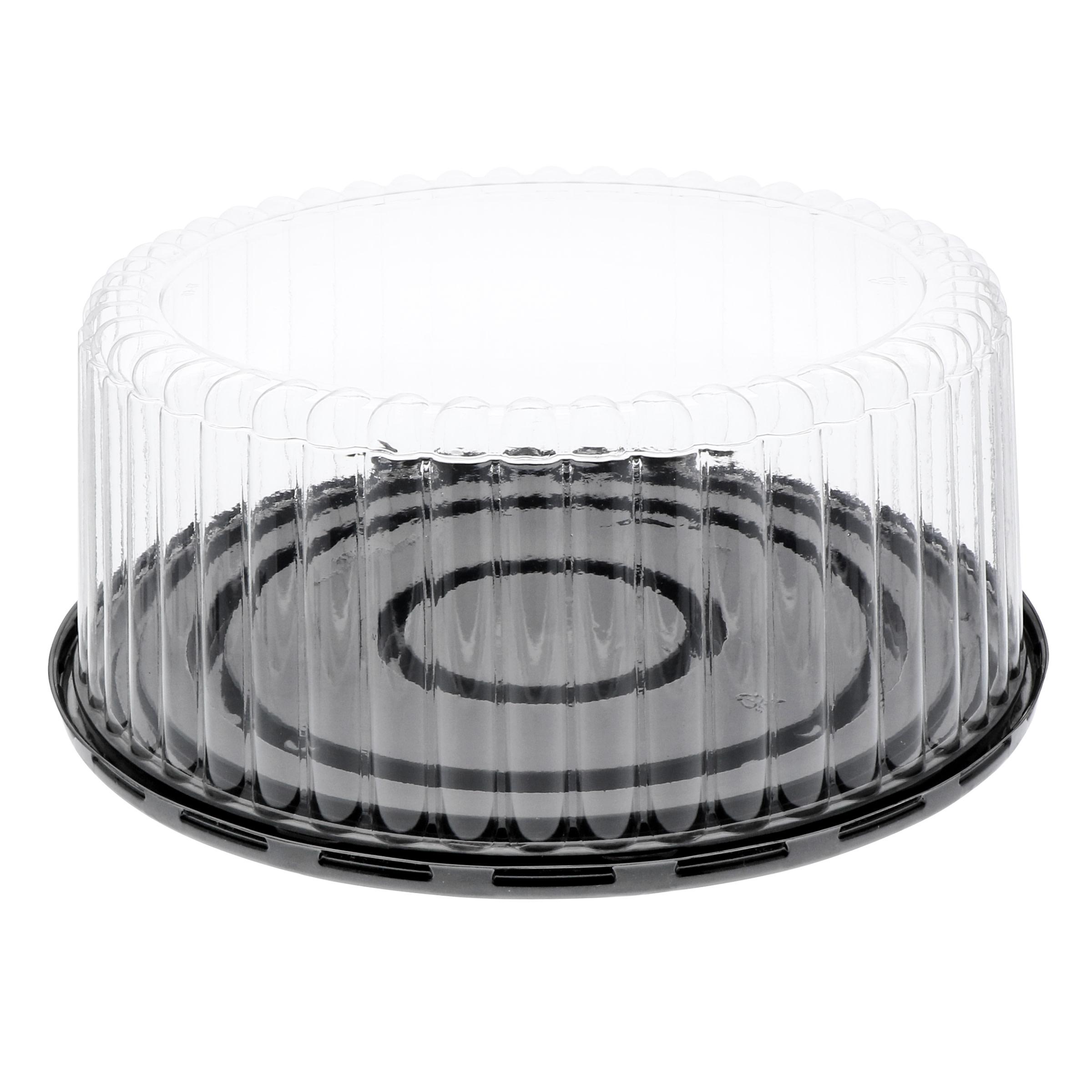 Cake Container & Lid Combo With Dome Lid 8X4 IN PET Clear Black Round Swirl 100/Case