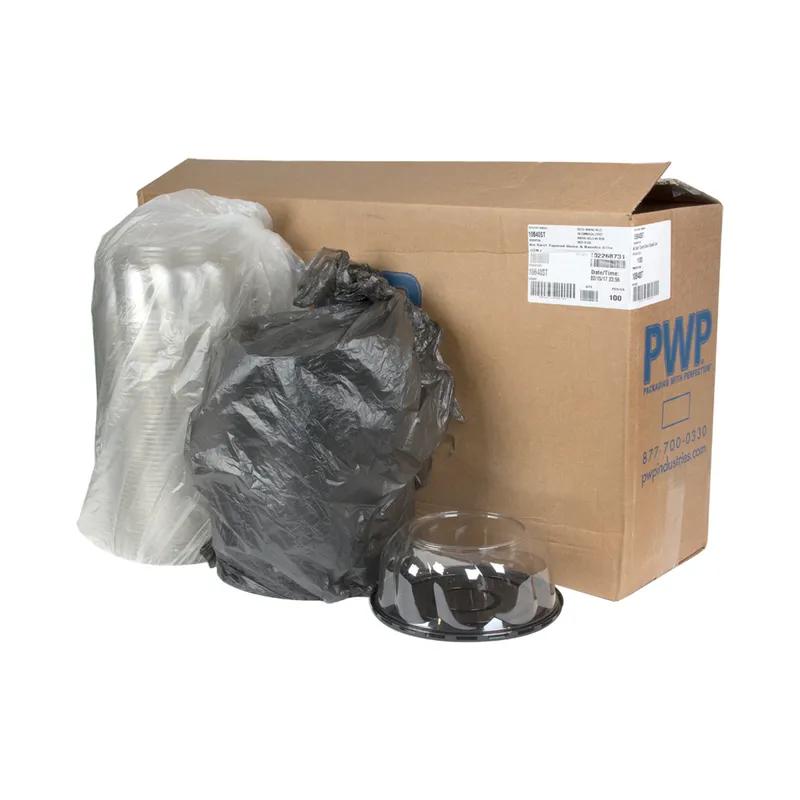 Cake Container & Lid Combo With Dome Lid 8X4 IN PET Clear Black Round Swirl 100/Case