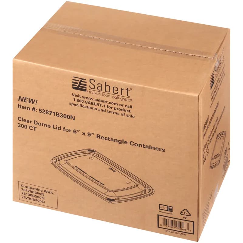 Lid Dome Medium (MED) 9X6 IN PP Clear Rectangle For 20-30 OZ Container 300/Case