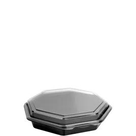 Solo® Creative Carryouts® OctaView® Take-Out Container Hinged With Dome Lid 9.57X9.18X1.97 IN PET Black Clear 100/Case