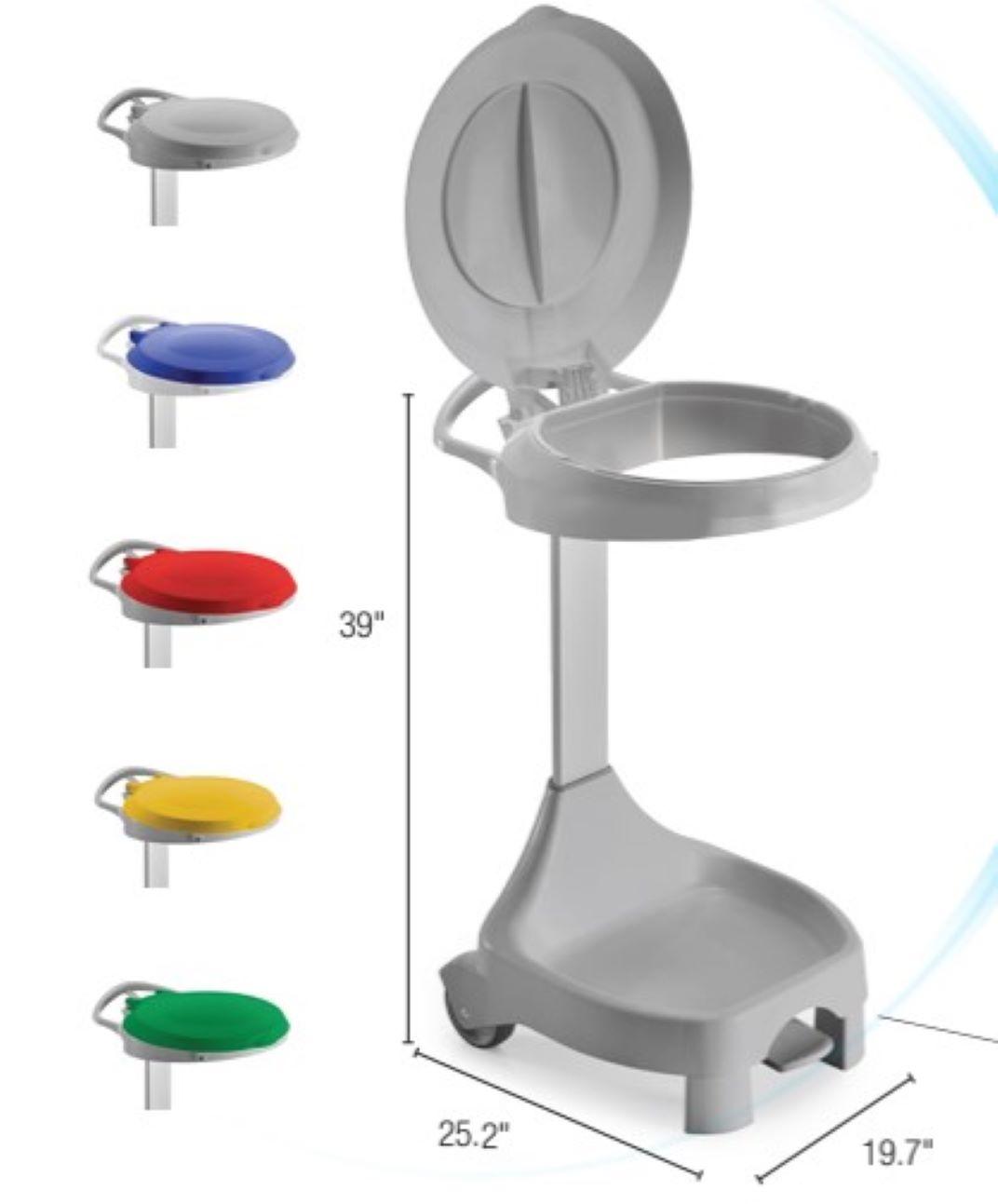 Delta Linen Hamper 32 GAL Gray Red Polymer 4 Wheels 2 Legs 2/Case