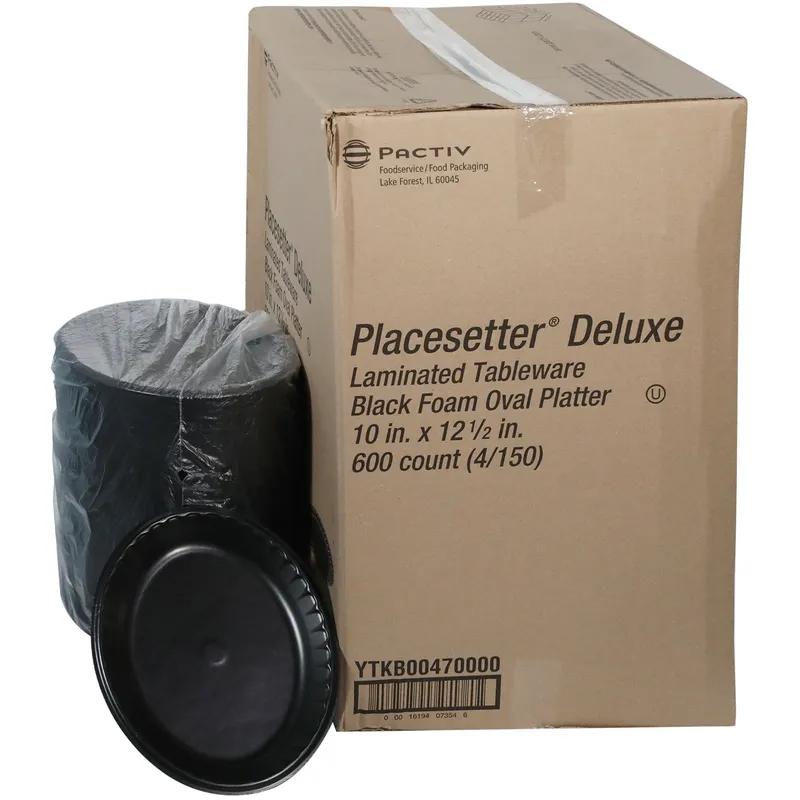 Placesetter® Serving Tray Base 10X12.5X1 IN Polystyrene Foam Black Oval 600/Case