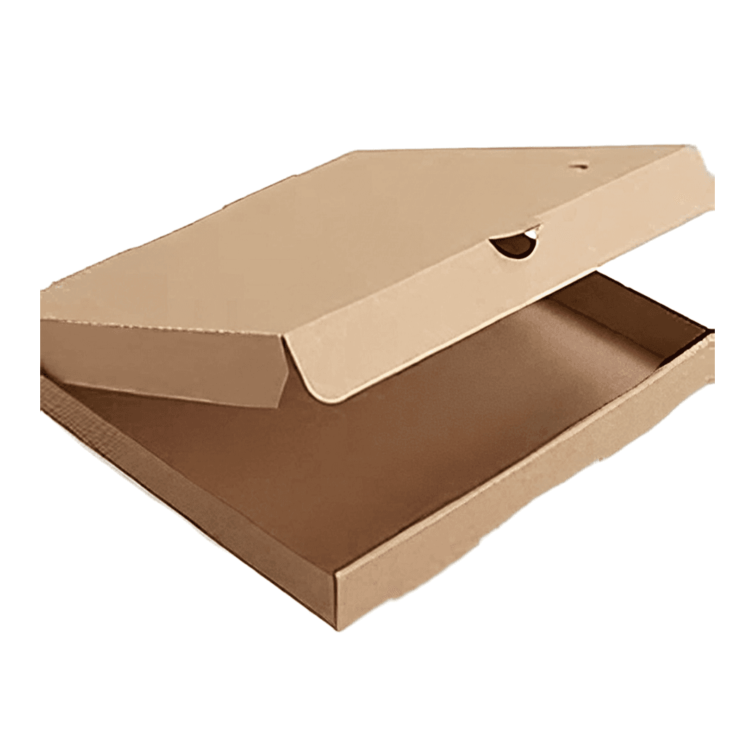Pizza Box 8X8X2 IN Corrugated Cardboard Kraft Stock Print Fluted B-Flute 50/Bundle