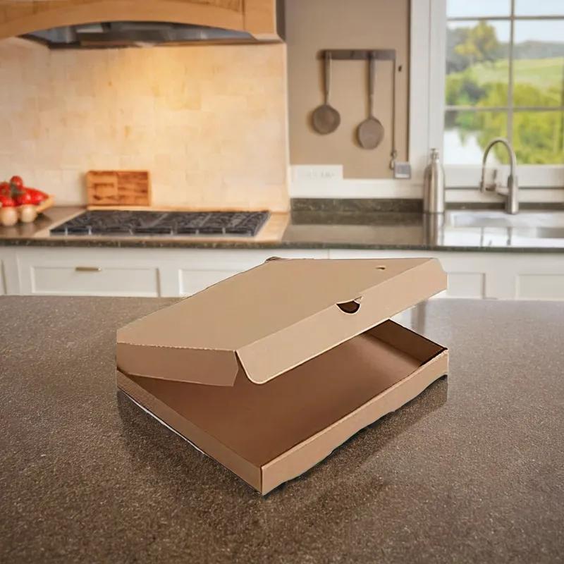 Pizza Box 8X8X2 IN Corrugated Cardboard Kraft Stock Print Fluted B-Flute 50/Bundle