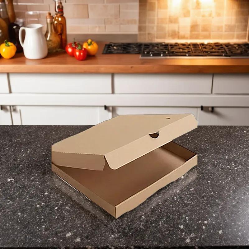 Pizza Box 8X8X2 IN Corrugated Cardboard Kraft Stock Print Fluted B-Flute 50/Bundle