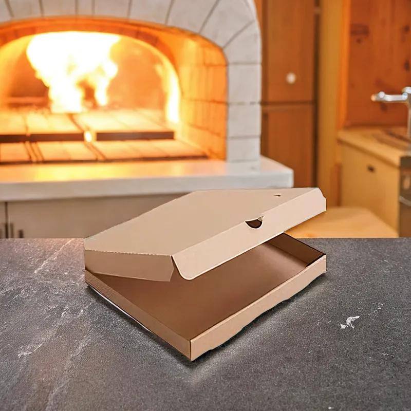 Pizza Box 8X8X2 IN Corrugated Cardboard Kraft Stock Print Fluted B-Flute 50/Bundle