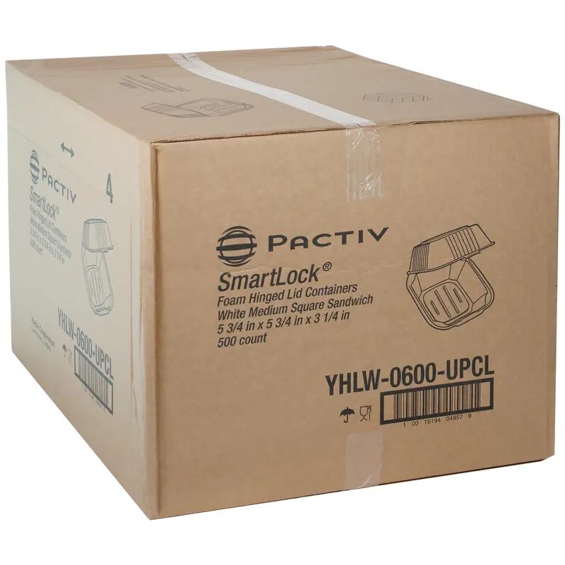 Take-Out Container Hinged With Dome Lid 5.8X5.8X3.3 IN Polystyrene Foam White Square 504/Case