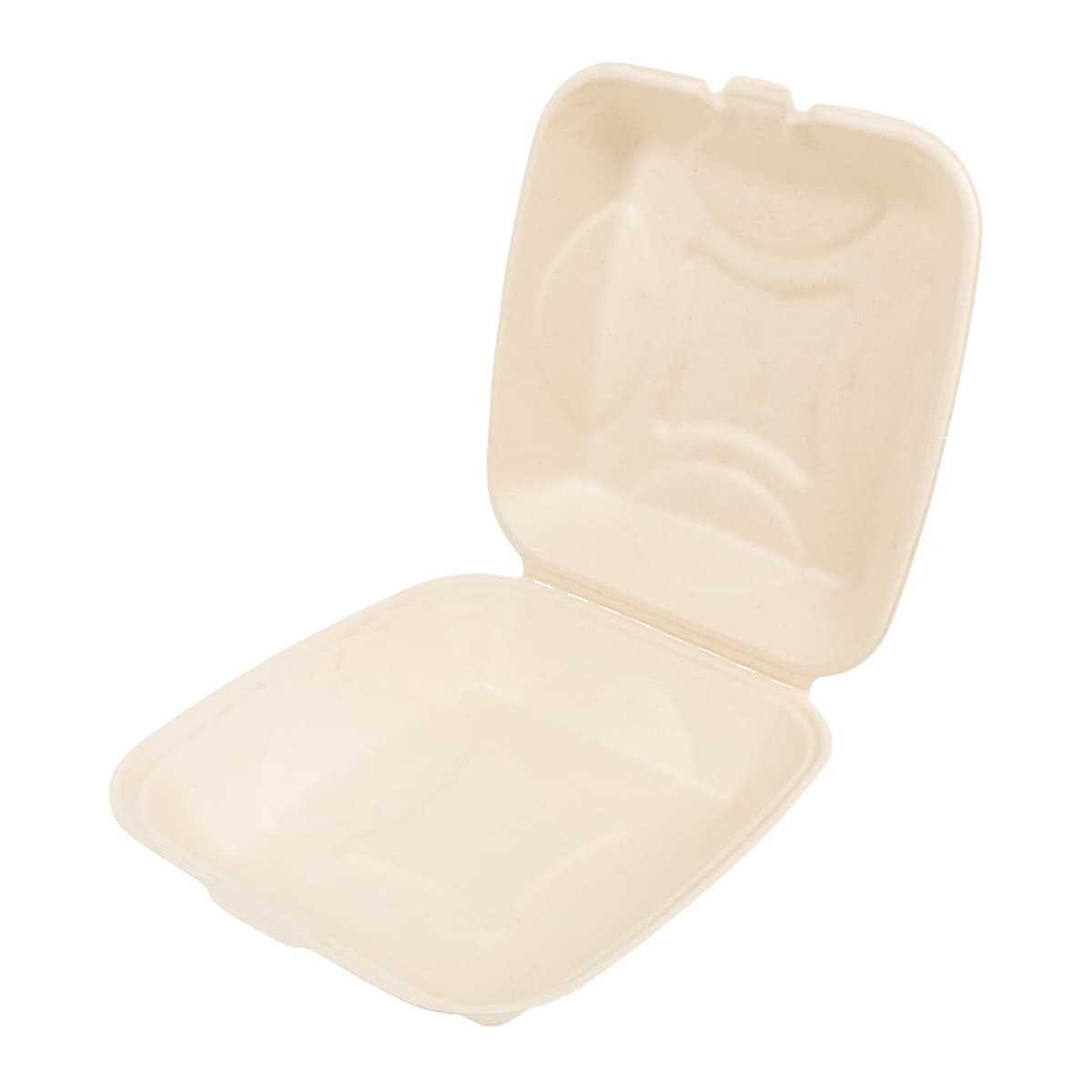 Take-Out Container Hinged Large (LG) 9X9X3.19 IN Molded Fiber Natural Square 100 Count/Pack 2 Packs/Case 200 Count/Case