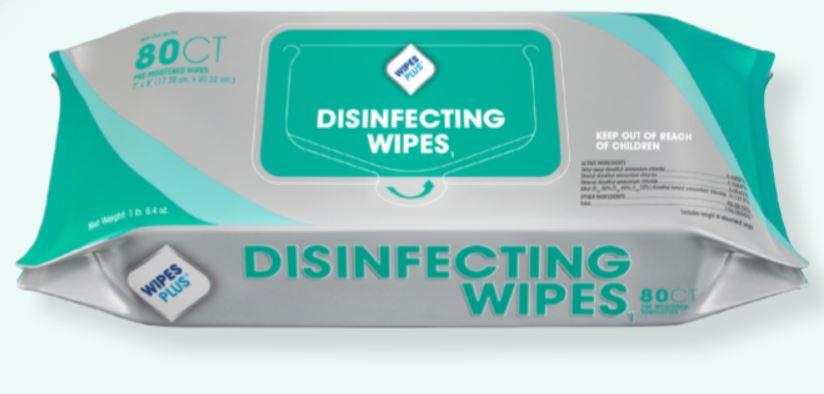 WipesPlus® One-Step Disinfectant Wipe Quat 80 Count/Pack 12 Packs/Case 960 Count/Case