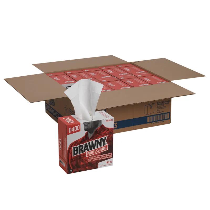 Brawny® Professional Cleaning Wipe 16.1X9.2 IN Medium Duty 1PLY White Pop-Up 90 Count/Pack 10 Packs/Case