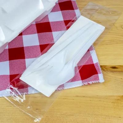 4PC Cutlery Kit PP White Medium Weight With Napkin,Fork,Knife,Spoon 500/Case