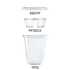 Dart® Parfait Dessert Container Base & Lid Combo 12 OZ 2 Compartment PET Clear With Insert 50 Count/Bag 10 Bags/Case