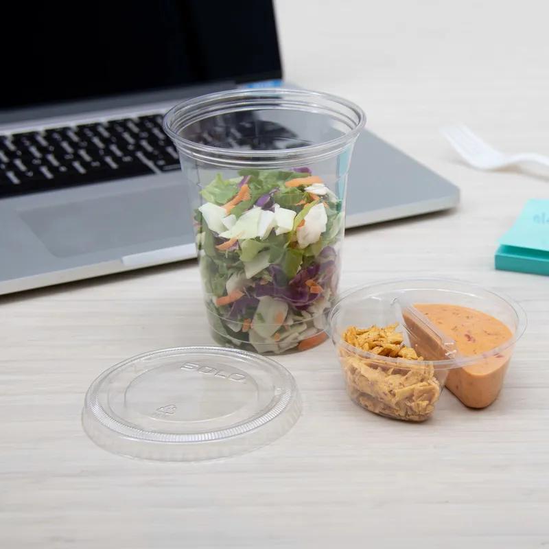 Dart® Parfait Dessert Container Base & Lid Combo 12 OZ 2 Compartment PET Clear With Insert 50 Count/Bag 10 Bags/Case