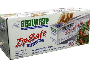 ZipSafe® Cling Film Cutter & Roll 12IN X2000FT Plastic 38 Gauge Clear 1/Roll