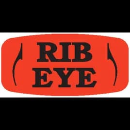 Rib Eye Label 0.625X1.25 IN Black Fluorescent Red Short Oval 1000 Count/Roll 50 Rolls/Case 50000 Count/Case