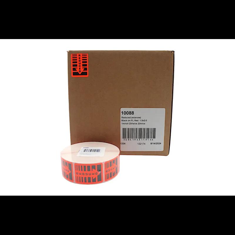 Reduced Promo Label 1.5X2 IN Black Fluorescent Red With Arrow 1000 Count/Roll 20 Rolls/Case 20000 Count/Case