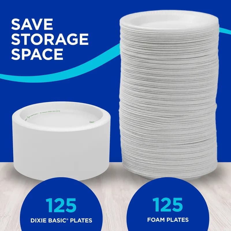 Dixie Basic Plate 8.5 IN Paper White Kosher 500/Case