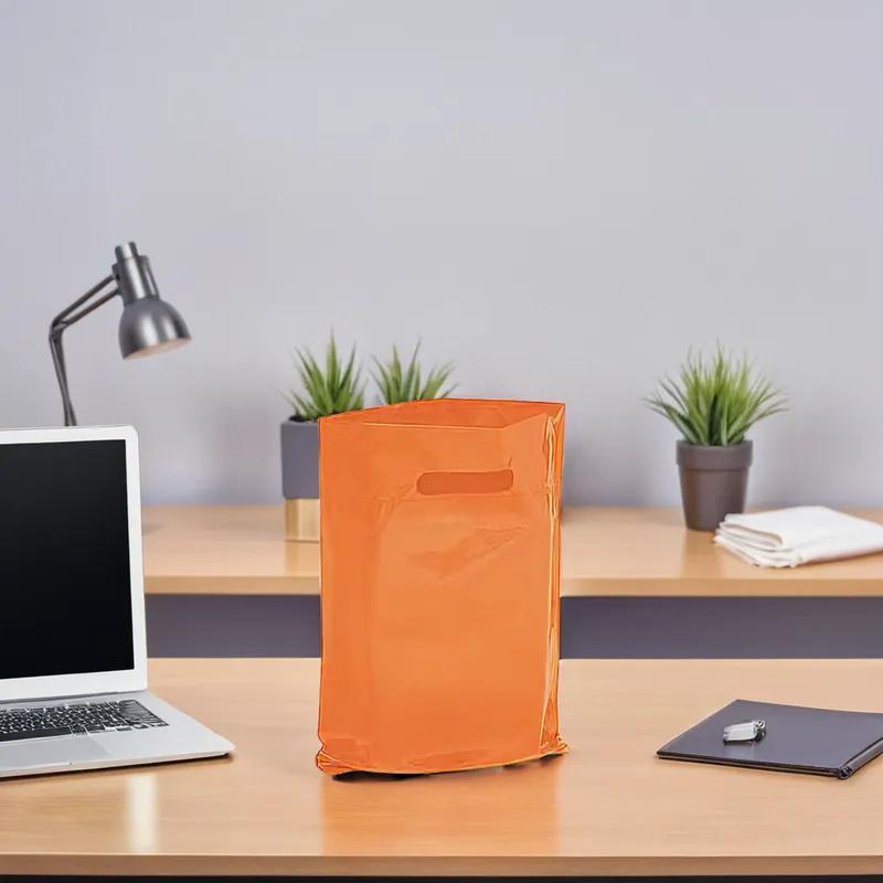 Shopper Bag 1/6 LDPE 2MIL Orange With Window 120/Case