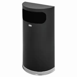 Trash Can 9X18X32 IN 9 GAL Black Chrome Metal With Flat Lid Flat Top Side Open 1/Each