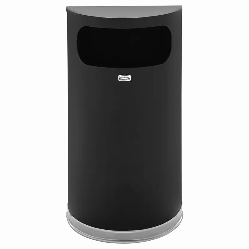 Trash Can 9X18X32 IN 9 GAL Black Chrome Metal With Flat Lid Flat Top Side Open 1/Each