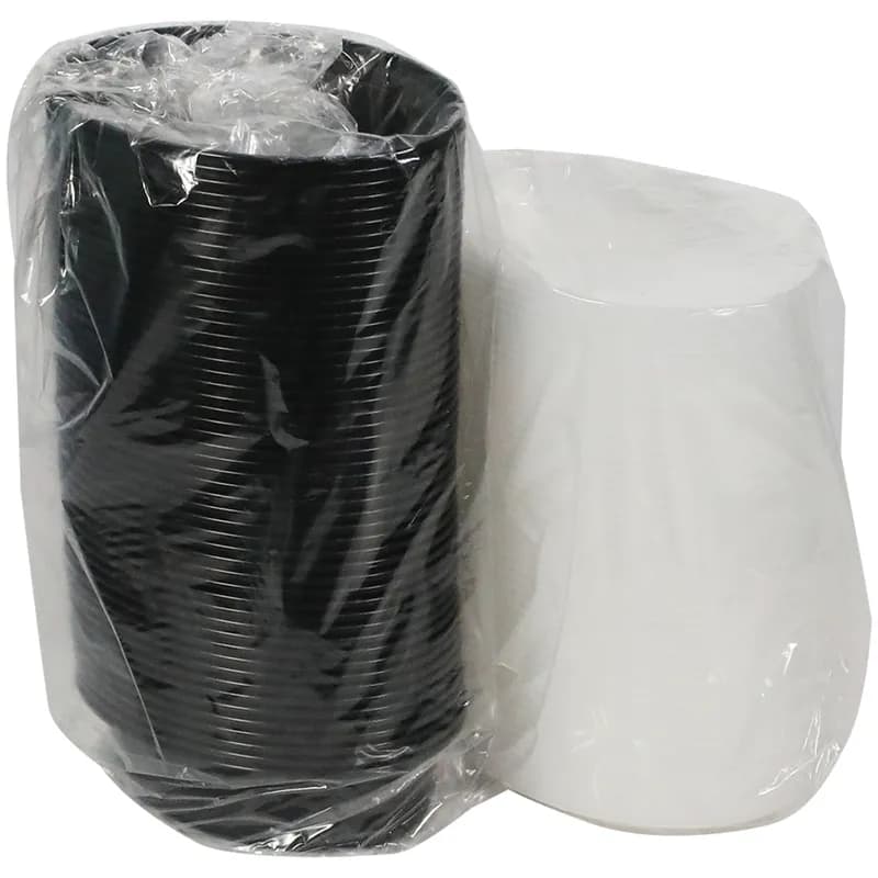 Take-Out Container Base & Lid Combo With Dome Lid 16 OZ PP Black Clear Oval 150/Case