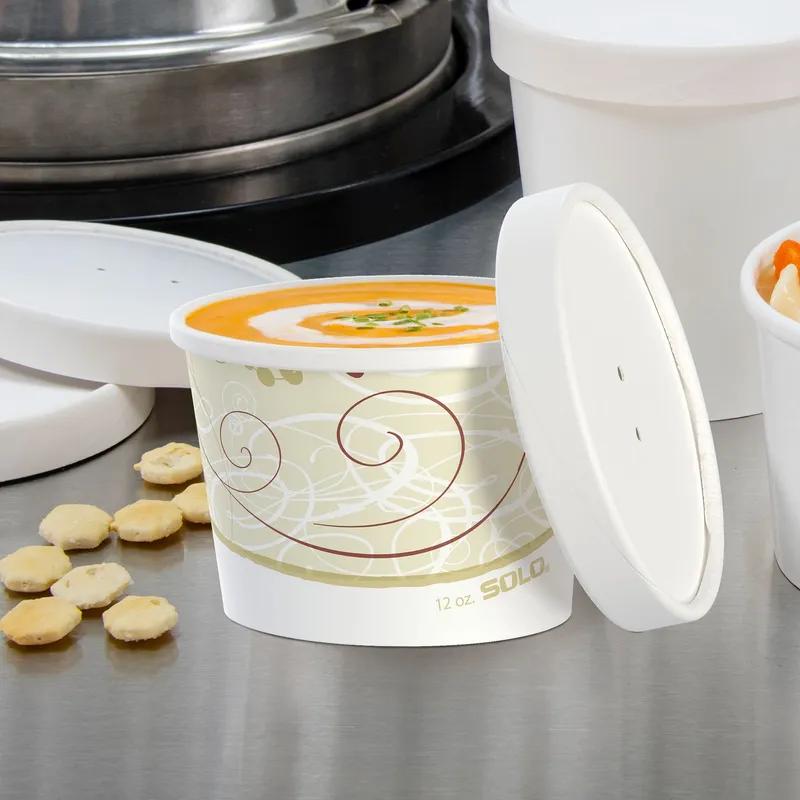 Solo® Flexstyle® Food Container Base & Lid Combo 12 OZ DSP Symphony® Squat 25 Count/Bag 10 Bags/Case 250 Count/Case